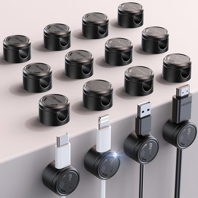 16Pack Cord Organizer, Chfeila Magnetic Cable Management Clips, Adhesive Phone by Chfeila