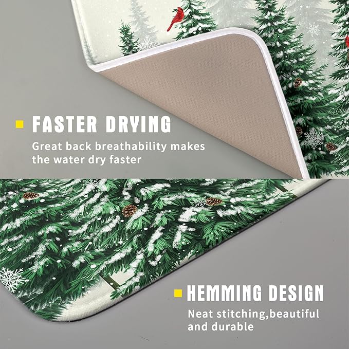 Winter Green Pine Tree Dish Drying Mat - Image 3