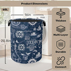 Navy Blue Foldable Laundry Hamper - Image 2