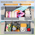 Flamaker Resin Deck Box 250 Gallon, Waterproof Imitation-Wood Lockable Storage Box with Separator Plate Outdoor Indoor, Garden, Patio Furniture for Tools&Pool Accessories (Gray) - Image 5