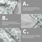 Spring Floral Hand Towels for Bathroom Set of 2 Aqua White Flower Leaves - Image 5