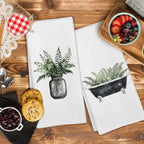 Sage Green Eucalyptus Kitchen Towels Set of 2, Sage Green Bathroom Decor - Image 3