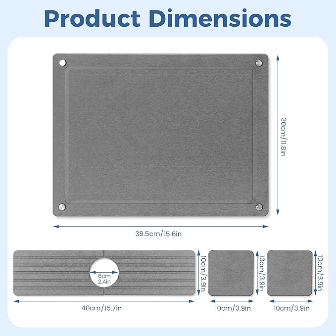 5pcs Stone Dish Drying Mats for Kitchen Counter, Quick Dry Water-Absorbent - Image 3