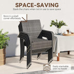 Yaheetech Set of 6 Stackable Outdoor Rattan Dining Chairs, All-Weather Armchair w/Armrests, Steel Frame for Garden, Patio, Deck, Yard, Poolside Gray - Image 5