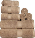 Superior Egyptian Cotton 8-Piece Solid Towel Set, Washcloths 13” x 13” by SUPERIOR