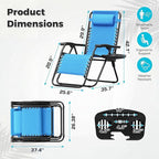 Homall Zero Gravity Chair Patio Folding Lawn Outdoor Lounge Gravity Camp Reclining Lounge Chair with Cup Holder Pillows for Poolside Backyard and Beach Set of 4 (Sky Blue) - Image 3