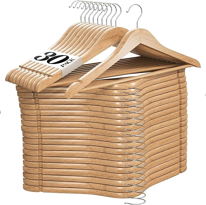 Home It Wooden Hangers 30 Pack by HOMEIT