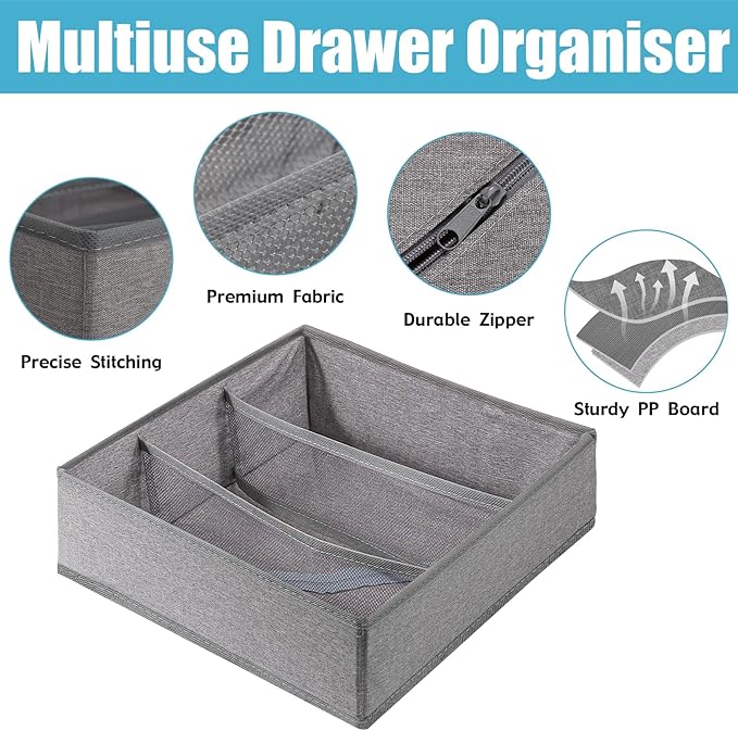 Dresser Drawer under Cabinet Clothes Organizer 3 Cell Foldable Storage Cubes - Image 5