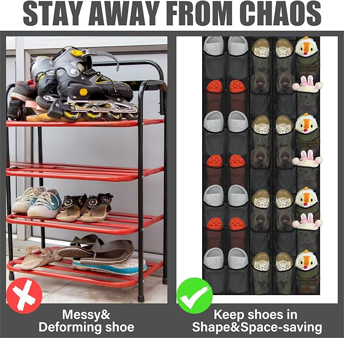 Windyun 40 Over the Door Shoe Organizer Large Breathable Mesh Pockets Hanging - Image 2