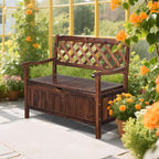 VINGLI Outdoor Storage Bench, Large Wood Deck Box with Seating, Weatherproof Outdoor Bench with Storage Loveseat, 2-Person Wooden Patio Bench for Entryway, Backyard, Garden - Image 8