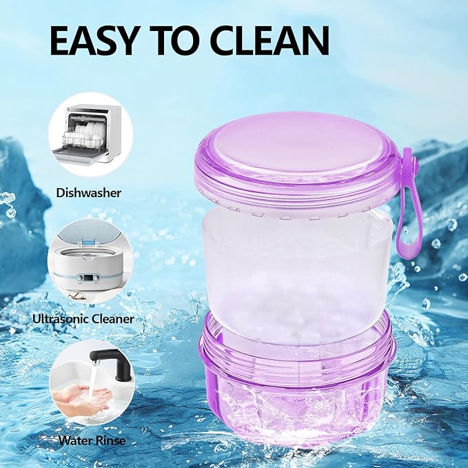 Leakproof Denture Case Purple Denture Soaking Cup - Image 8