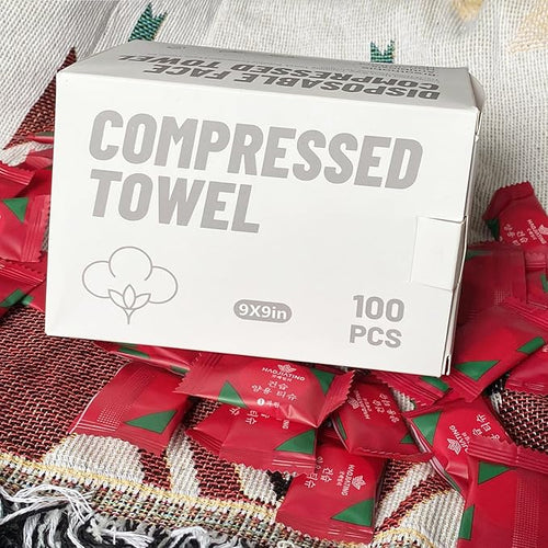 100 Pcs Mini Compressed Towels, Disposable Face Compressed Towel, Compressed by HIFINECARE