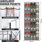 Windyun 40 Over The Door Shoe Organizer, Large Mesh Pocket Hanging Shoe Rack - Image 2