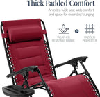 Best Choice Products Oversized Padded Zero Gravity Chair, Folding Outdoor Patio Recliner, XL Anti Gravity Lounger for Backyard w/Headrest, Cup Holder, Side Tray, Polyester Mesh - Burgundy - Image 4