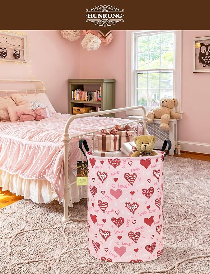 HUNRUNG Laundry Hamper, Large Canvas Fabric Lightweight Storage Basket Toy - Image 4