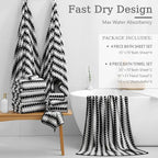 8 Piece Bathroom Towel Set Black White|2 Oversized Large Bath Towels Sheet - Image 3