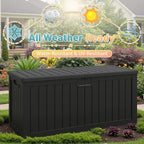 Patiowell 240 Gallon Large Outdoor Storage Box, Waterproof Deck Box with Fixed Divider, Lockable and Durable Patio Storage Solution for Patio Furniture and Garden Tools (Black) - Image 5