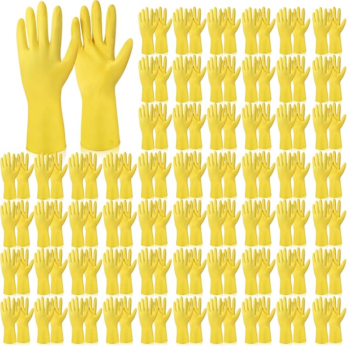 Rubber Reusable Gloves Long Household Dishwashing Gloves Kitchen Cleaning by Gandeer