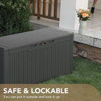 Devoko 100 Gallon Waterproof Large Resin Deck Box Indoor Outdoor Lockable Storage Container for Patio Furniture Cushions Garden Tools (100 Gallon, Grey) - Image 5