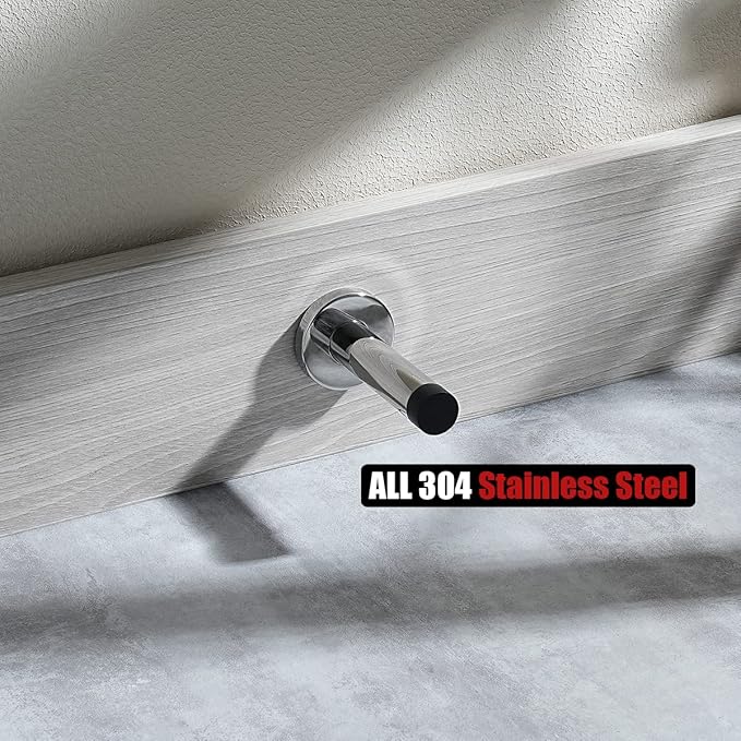 JQK Door Stopper Chrome, 304 Stainless Steel Thicken 1mm Sound Dampening Door - Image 5