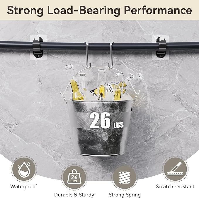 ANDGOO 6 Pack No Drill Curtain Rod Brackets, Renter Friendly Self Adhesive - Image 3