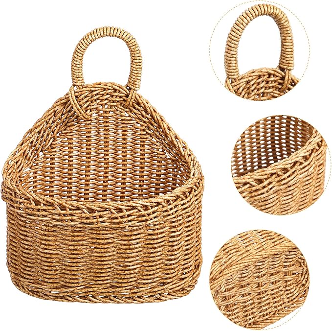 Woven Hanging Storage Basket for Kitchen 9.64X7.48X3.93In Rattan Wall Basket - Image 4