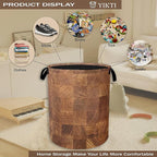 Wood Texture Pattern Laundry Basket, Rustic Farmhouse Clothes Hamper, Oxford - Image 4