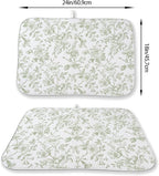 Sage Green Floral Dish Drying Mat 18 x 24 Inch Vintage Light Green Floral - Image 4