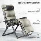 Outsunny Zero Gravity Chairs Set of 2, Reclining Folding Zero Gravity Lounge Chair, Outdoor Lounge Chairs with Removable Cushion, Headrest, and Cup Phone Holder Tray for Patio, Beach, Gray - Image 6