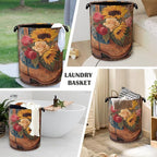 Cowboy Boots Laundry Basket, Wooden Sunflowers Foldable Oxford Cloth Tote Bag - Image 4