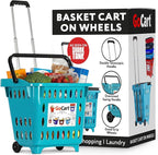 dbest products GoCart, Teal Grocery Cart Shopping Laundry Basket on Wheels by dbestproductsInc