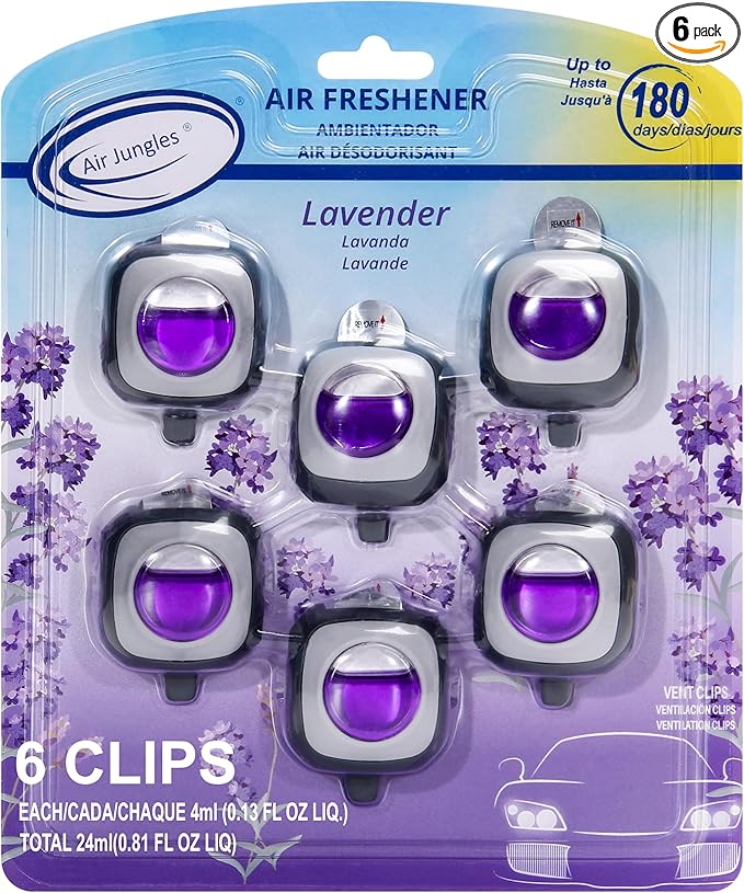 Air Jungles Lavender Scent Car Air Freshener Vent Clip, Natural Essential Oil by AirJungles