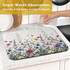 Giwawa Flower Herbs Dish Drying Mat Botanical Plant Dishes Drainer Mat 16x18 - Image 7