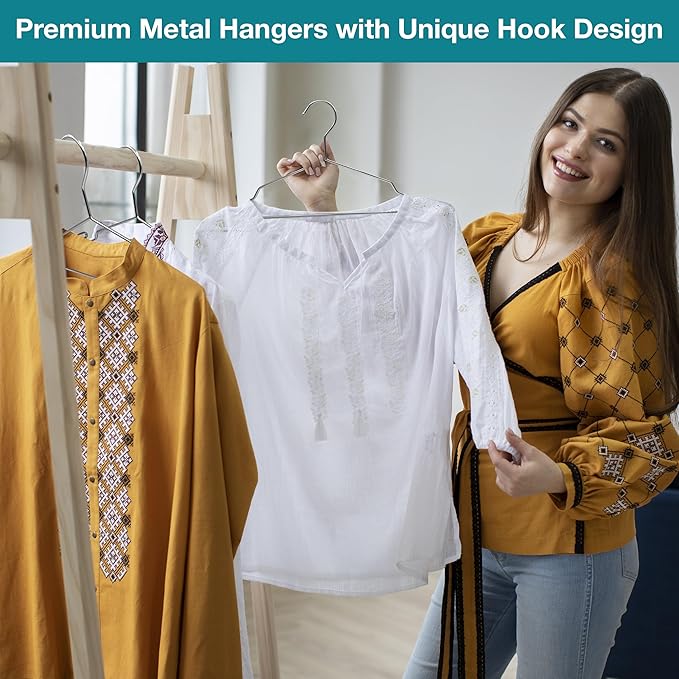Heavy Duty Metal Hangers with Unique Hook Design Durable & Sturdy Coat Hangers - Image 8