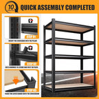 AOARGG 78" H Garage Shelving Heavy Duty Storage Shelves, Metal Adjustable Shelving Unit, Utility Garage Organizer Shelf for Basement, Pantry, Kitchen, Warehouse, 45.6" W x 19.7" D x 78" H, Black - Image 7