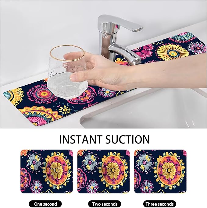 Bimkole 2 PCS Faucet Absorbent Mat, Kitchen Faucet Sink Splash Guard Wraparound - Image 4