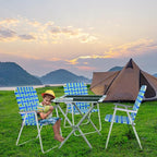 VINGLI Patio Lawn Webbed Folding Chairs Outdoor Beach Portable Camping Chair for Yard, Garden (4, Blue, Oversized) - Image 6