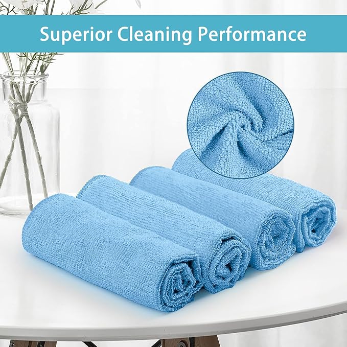 HOMEXCEL Blue Microfiber Cleaning Cloth, 5 Pack Cleaning Towels - Image 3