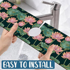 Lotus Pond Pattern Kitchen Sink Splash Guard Faucet Mat Lotus Flowers Leaves - Image 5