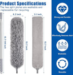 Feather Duster Set, 30-100 inch Microfiber Retractable Gap Duster - Image 3