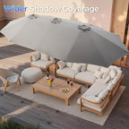 SUPERJARE 15FT Outdoor Umbrella for Patio, Double sided Pool Umbrellas with Fade Resistant Canopy, Large Table Umbrella for Deck, Market, Backyard - Gray - Image 4
