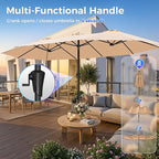 SUPERJARE 15FT Outdoor Umbrella for Patio, Double sided Pool Umbrellas with Fade Resistant Canopy, Large Table Umbrella for Deck, Market, Backyard - Beige - Image 5