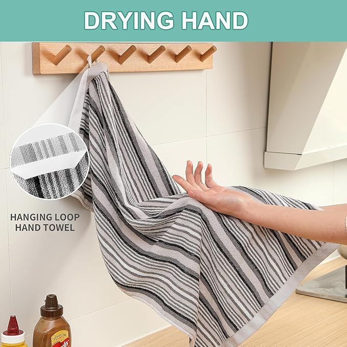 Kitchen Dish Towels for Drying Dishes, Large Cotton Kitchen Towels, Stripped - Image 5