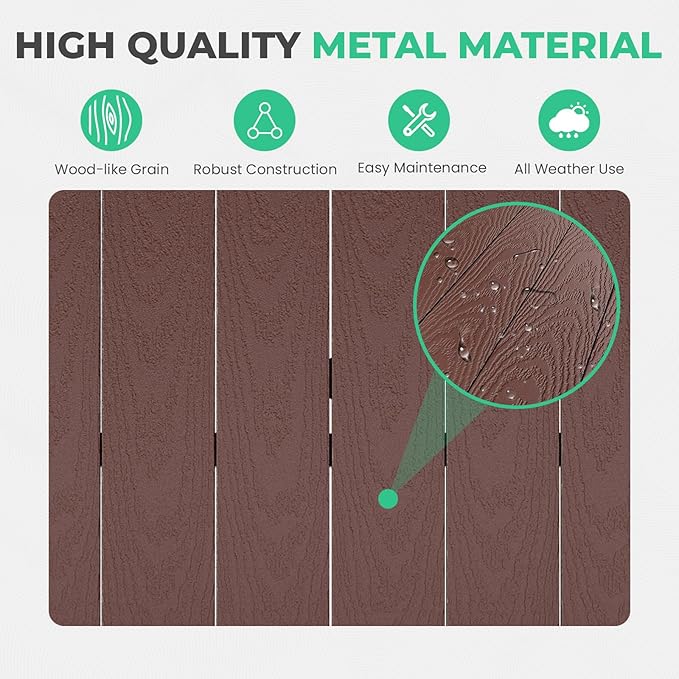 JEAREY Patio Dining Table, Outdoor Dining Table All-Weather for Garden, Backyard, Lawn, Coffee - Image 2