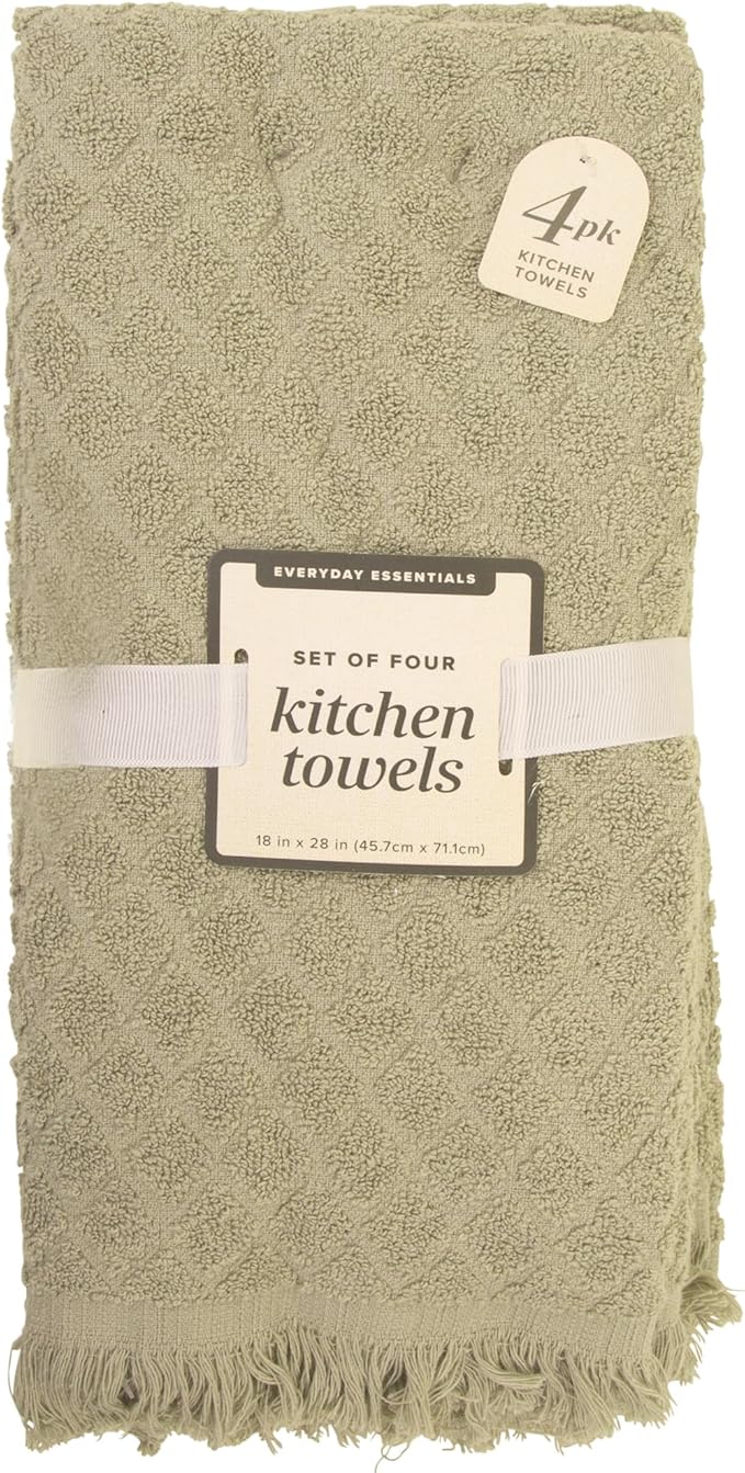 MosJos Kitchen Towels, Sage Taupe Diamond Pattern Drying Towels 18 x 28 Super - Image 9