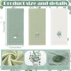 3 Pcs Eucalyptus Hand Towels Farmhouse Embroidered Botanical Bathroom Decor - Image 2