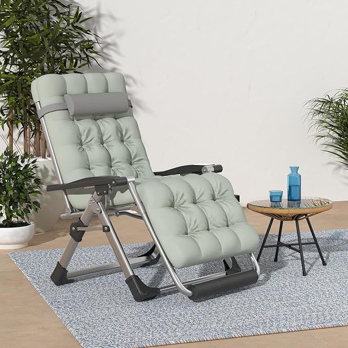 Suteck Oversized Zero Gravity Chair,29In XL Lounge Chair w/Removable Cushion&Headrest, Reclining Camping Chair w/Upgraded Lock and Footrest, Reclining Patio Chairs Recliner for Indoor Outdoor - Image 2