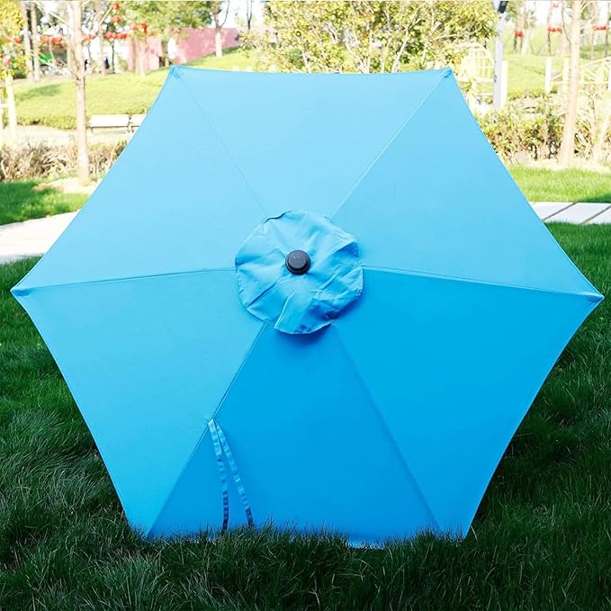 Blissun 7.5 ft Patio Umbrella, Yard Umbrella, Outdoor Market Umbrella with Push Button Tilt Crank (Light Blue) - Image 5
