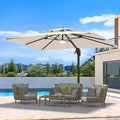 10 X 13 FT Cantilever Patio Umbrella with LED Lights Outdoor Heavy Duty Double Top Windproof Rectangle Offset Umbrellas with 360-degree Rotation for Pool Deck Backyard, Beige by Ombrellon