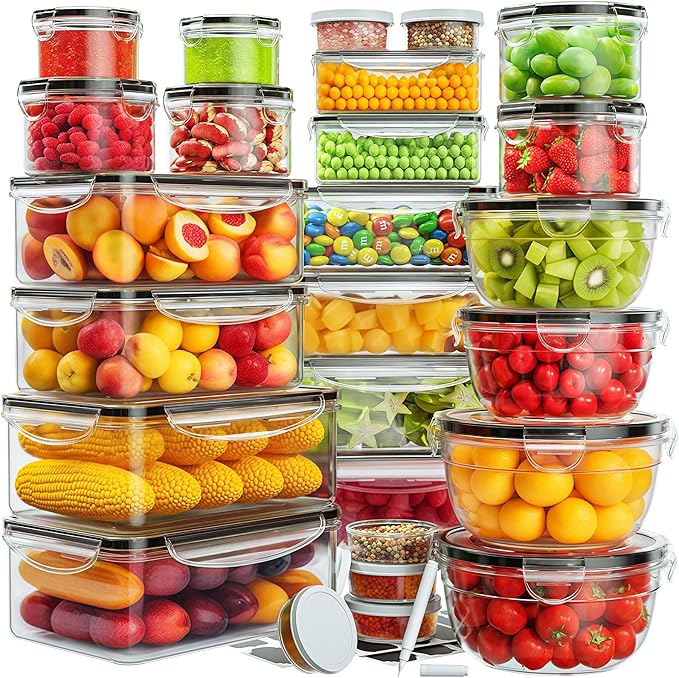 52 PCS Food Storage Containers by JSCARESFINDBEAUTYINLIFE